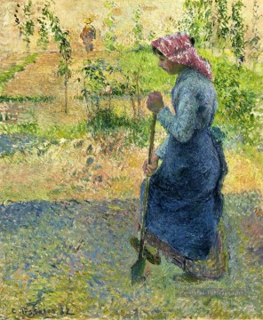 paysanne couchant 1882 Camille Pissarro Peinture à l'huile